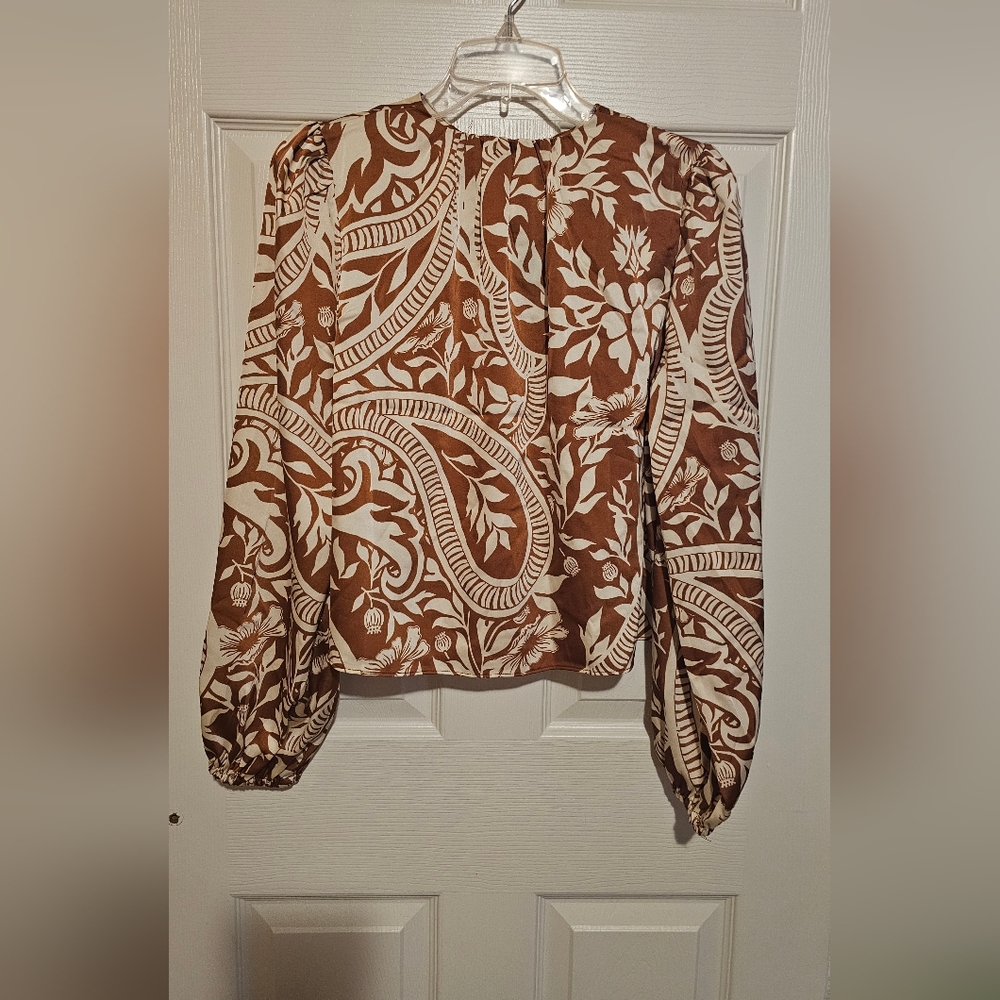 Joie Floral Print Blouse Brown/Cream Sz S Pwtite NWT